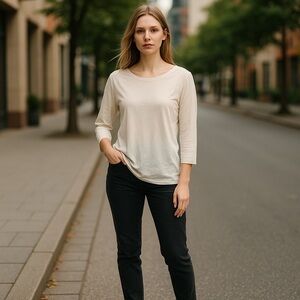 Soma Nwt essential stretchy optic off white long sleeve tee boat neck top